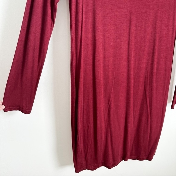 NWOT Boohoo Burgundy Wine Long sleeve mock neck bodycon mini dress Crimson Small - Picture 5 of 7